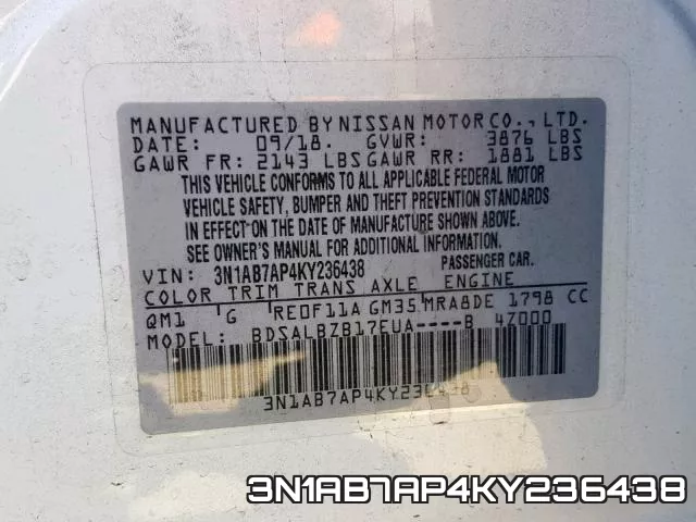 3N1AB7AP4KY236438 фото 2