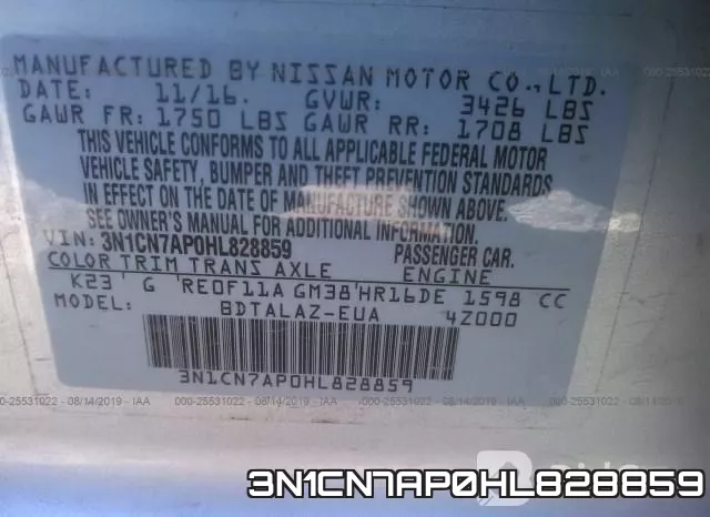 3N1CN7AP0HL828859 фото 9