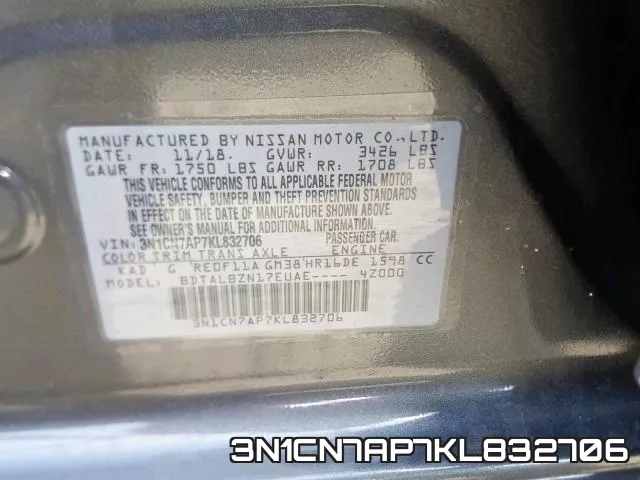 3N1CN7AP7KL832706 фото 2