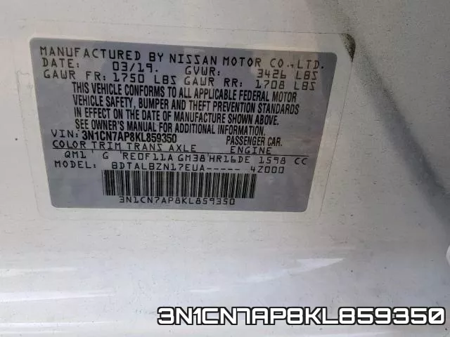 3N1CN7AP8KL859350 фото 2