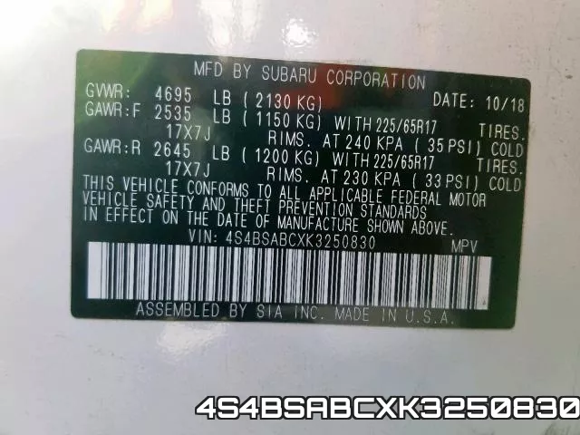 4S4BSABCXK3250830 фото 2