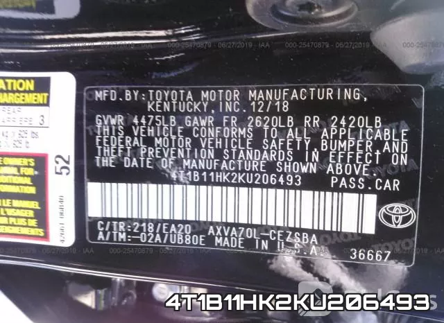 4T1B11HK2KU206493 фото 10