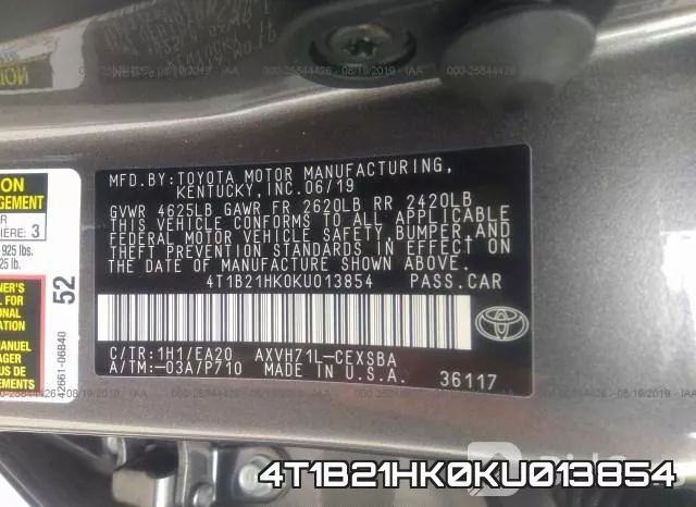 4T1B21HK0KU013854 фото 10