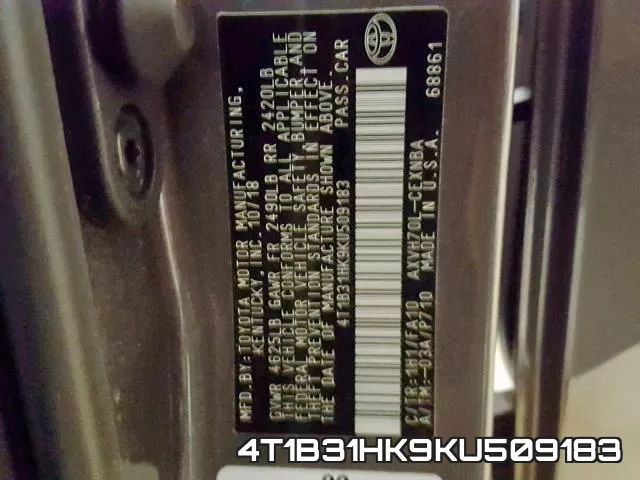 4T1B31HK9KU509183 фото 2