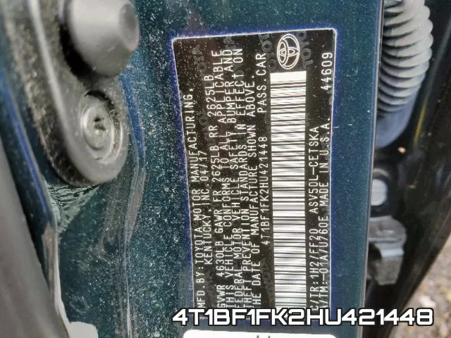 4T1BF1FK2HU421448 фото 2
