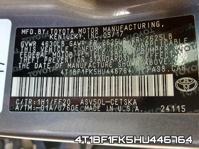 4T1BF1FK5HU446764 фото 2
