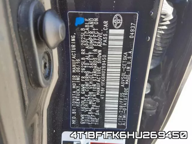 4T1BF1FK6HU269450 фото 2