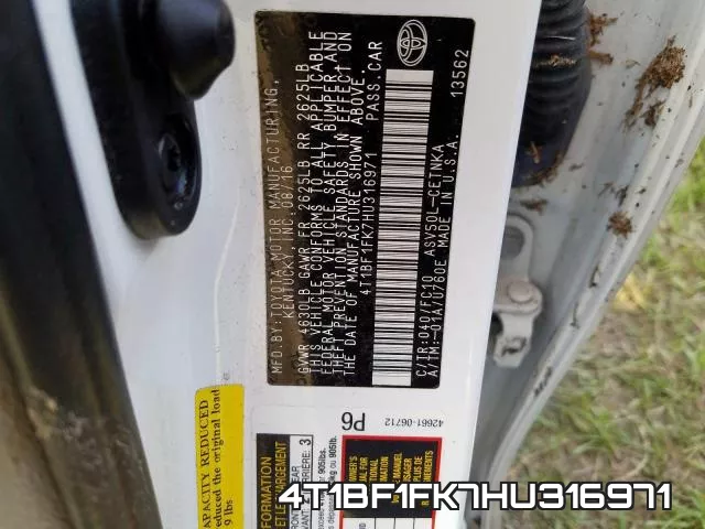 4T1BF1FK7HU316971 фото 2