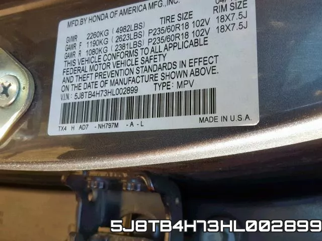 5J8TB4H73HL002899 фото 2