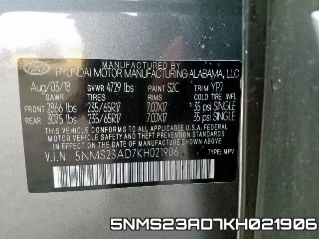 5NMS23AD7KH021906 фото 2