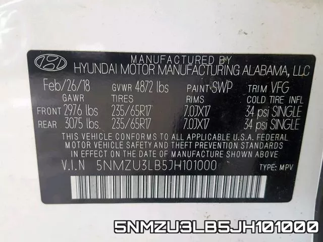5NMZU3LB5JH101000 фото 2