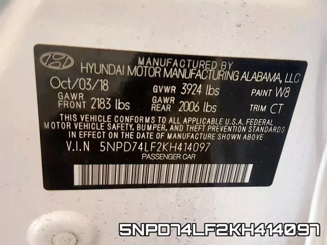 5NPD74LF2KH414097 фото 2