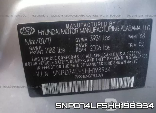 5NPD74LF5HH198934 фото 10