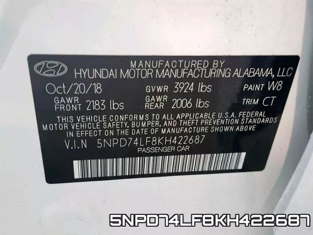 5NPD74LF8KH422687 фото 2