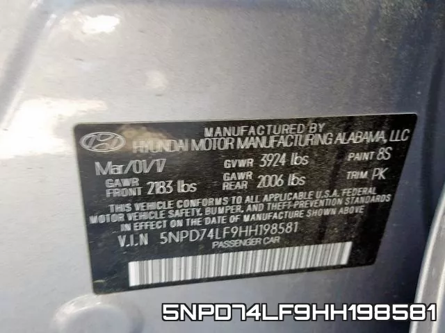 5NPD74LF9HH198581 фото 2