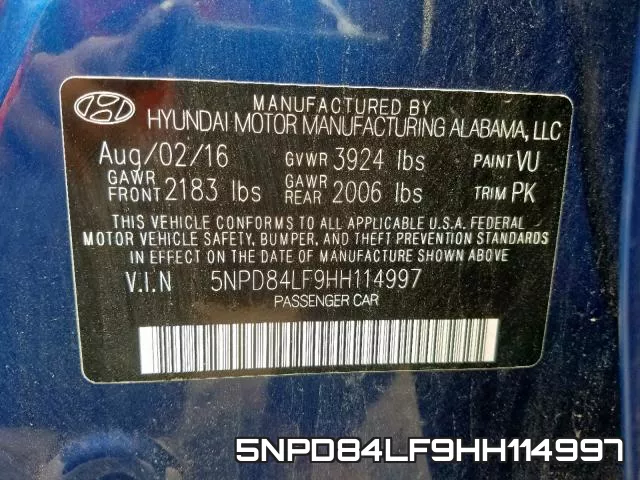 5NPD84LF9HH114997 фото 2