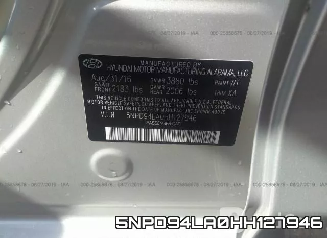5NPD94LA0HH127946 фото 10