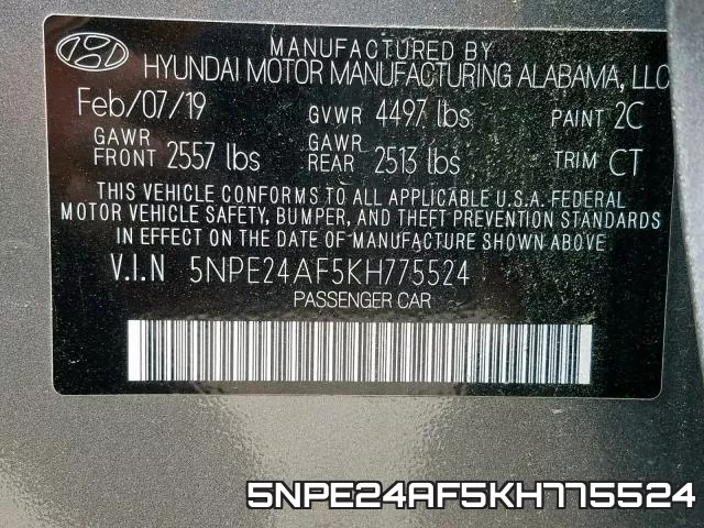 5NPE24AF5KH775524 фото 2