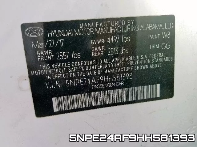 5NPE24AF9HH581393 фото 2