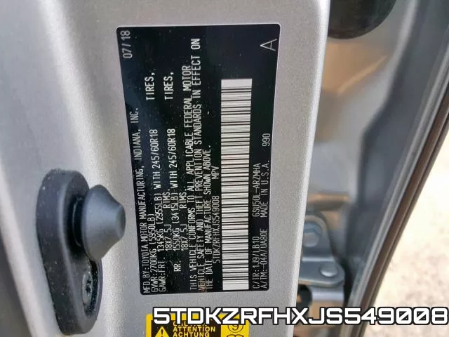5TDKZRFHXJS549008 фото 2