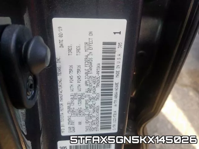 5TFAX5GN5KX145026 фото 2