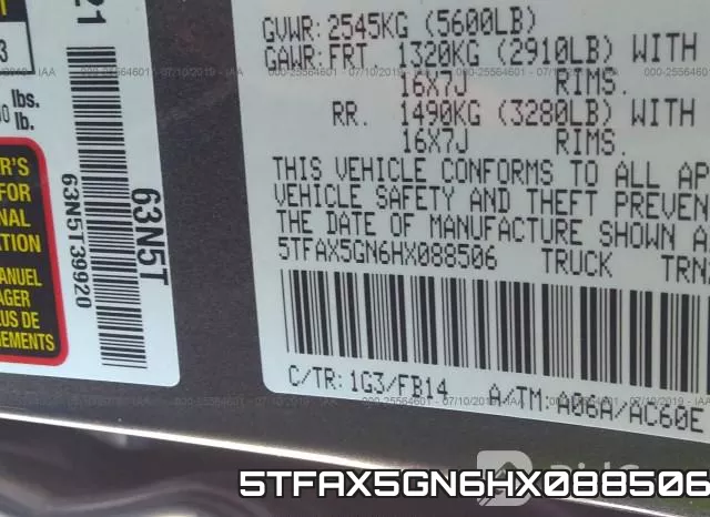 5TFAX5GN6HX088506 фото 10
