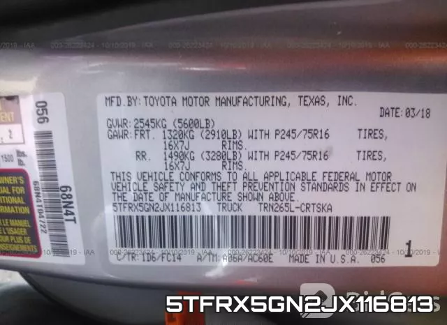 5TFRX5GN2JX116813 фото 10
