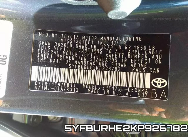 5YFBURHE2KP926782 фото 9