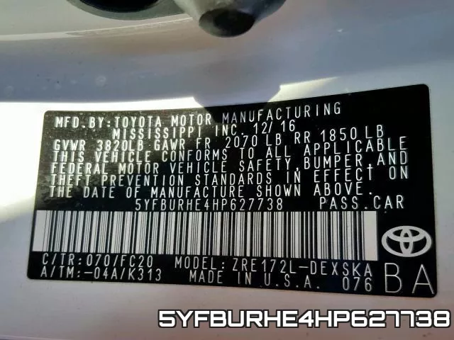 5YFBURHE4HP627738 фото 2