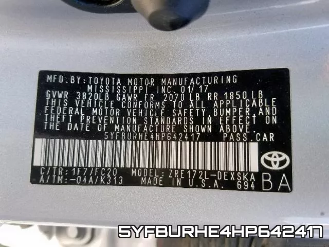 5YFBURHE4HP642417 фото 2