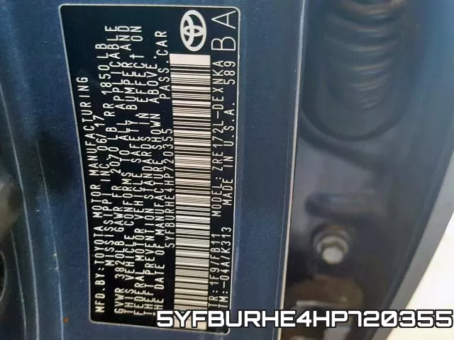 5YFBURHE4HP720355 фото 2