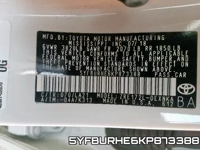 5YFBURHE6KP873388 фото 2