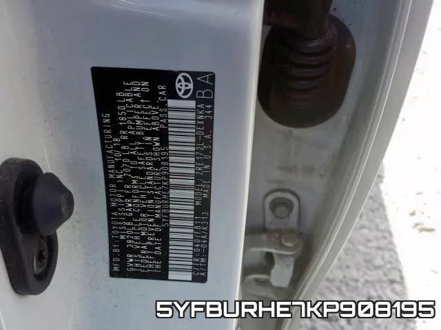 5YFBURHE7KP908195 фото 2