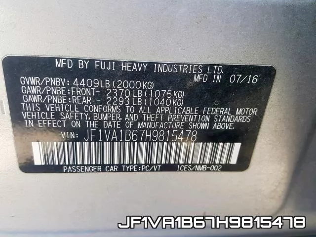 JF1VA1B67H9815478 фото 2