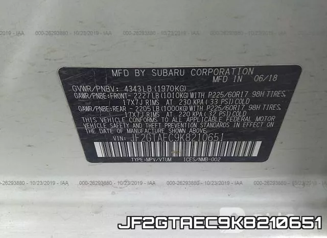 JF2GTAEC9K8210651 фото 10