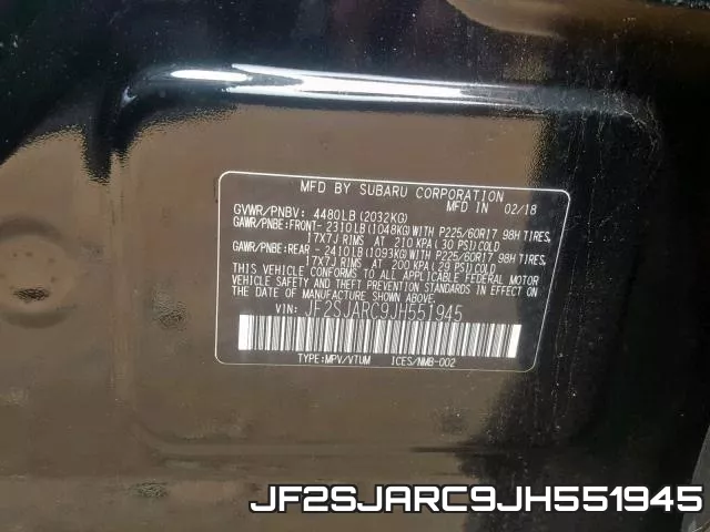 JF2SJARC9JH551945 фото 2