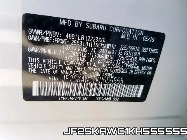 JF2SKAWC1KH555555 фото 2