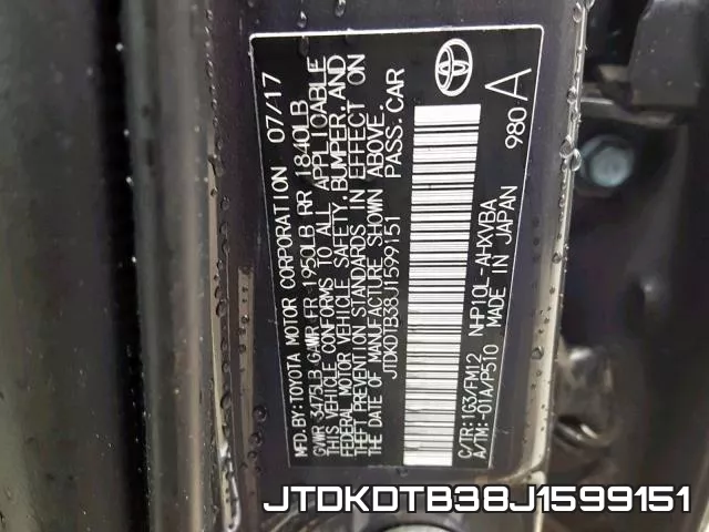 JTDKDTB38J1599151 фото 2