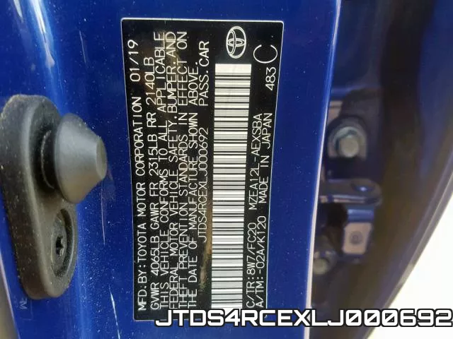 JTDS4RCEXLJ000692 фото 2