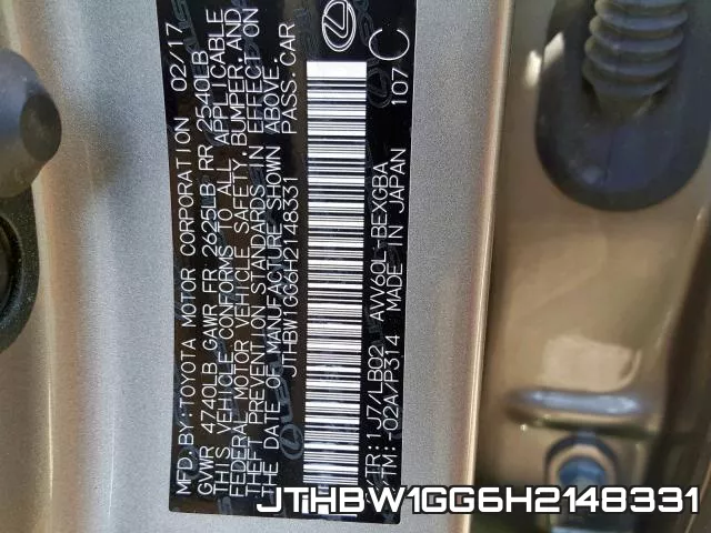 JTHBW1GG6H2148331 фото 2