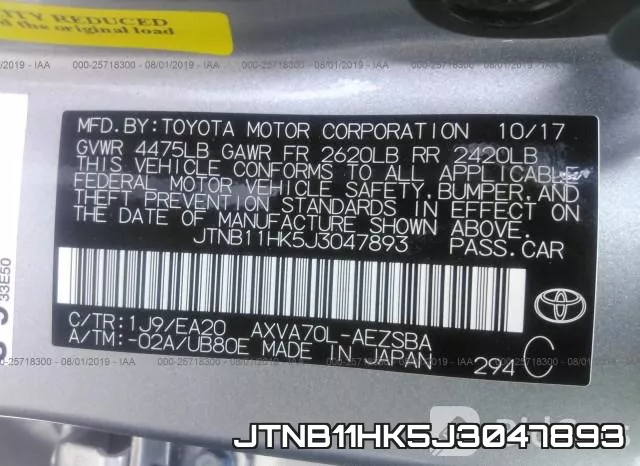 JTNB11HK5J3047893 фото 10