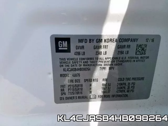 KL4CJASB4HB098264 фото 2