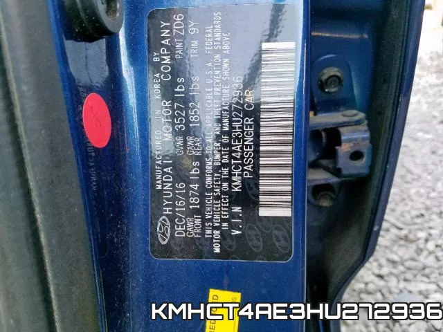 KMHCT4AE3HU272936 фото 2