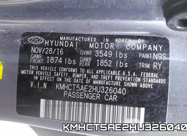 KMHCT5AE2HU326040 фото 10