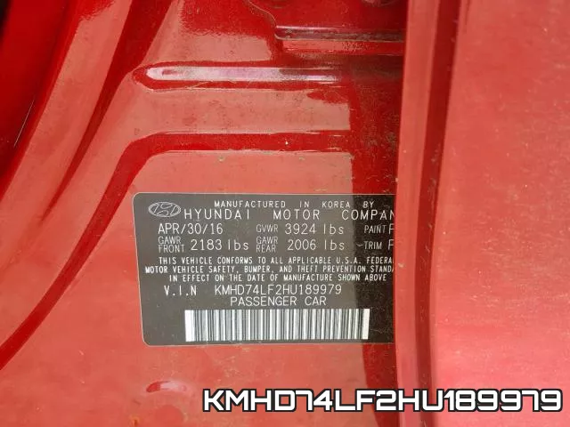 KMHD74LF2HU189979 фото 2