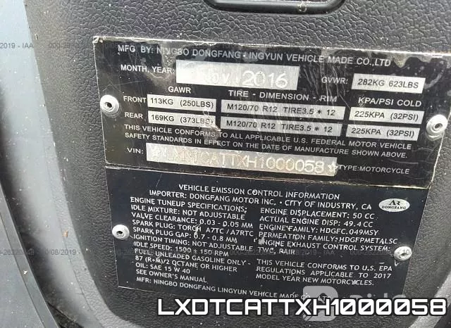 LXDTCATTXH1000058 фото 2