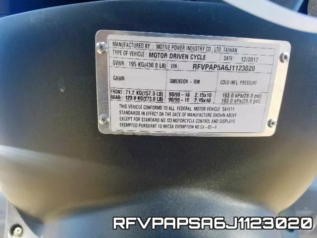 RFVPAPSA6J1123020 фото 2
