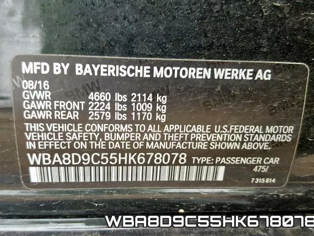 WBA8D9C55HK678078 фото 2