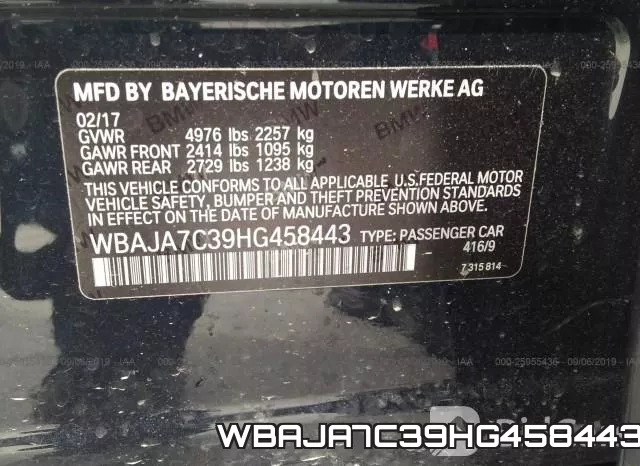 WBAJA7C39HG458443 фото 10