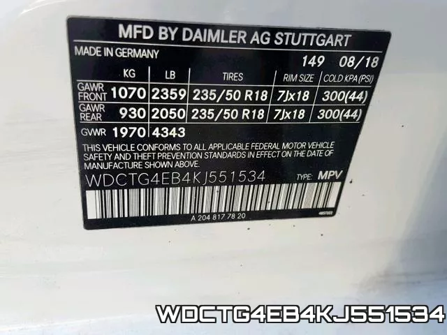 WDCTG4EB4KJ551534 фото 2